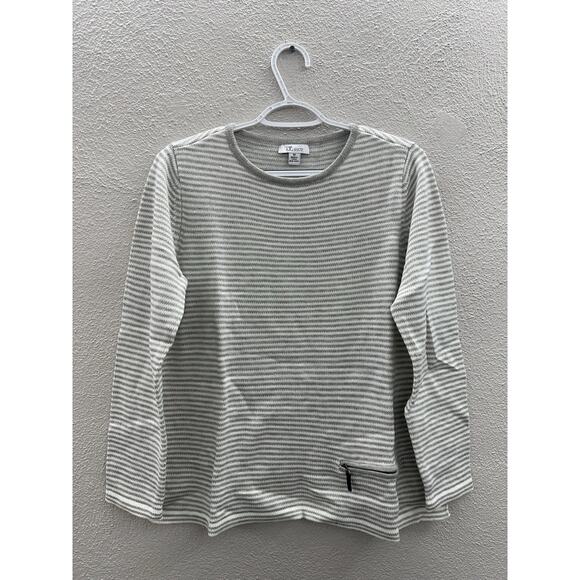 The Tog Shop Womens Sweater Size Medium Ivory Striped Long Sleeve Knit - Picture 1 of 12